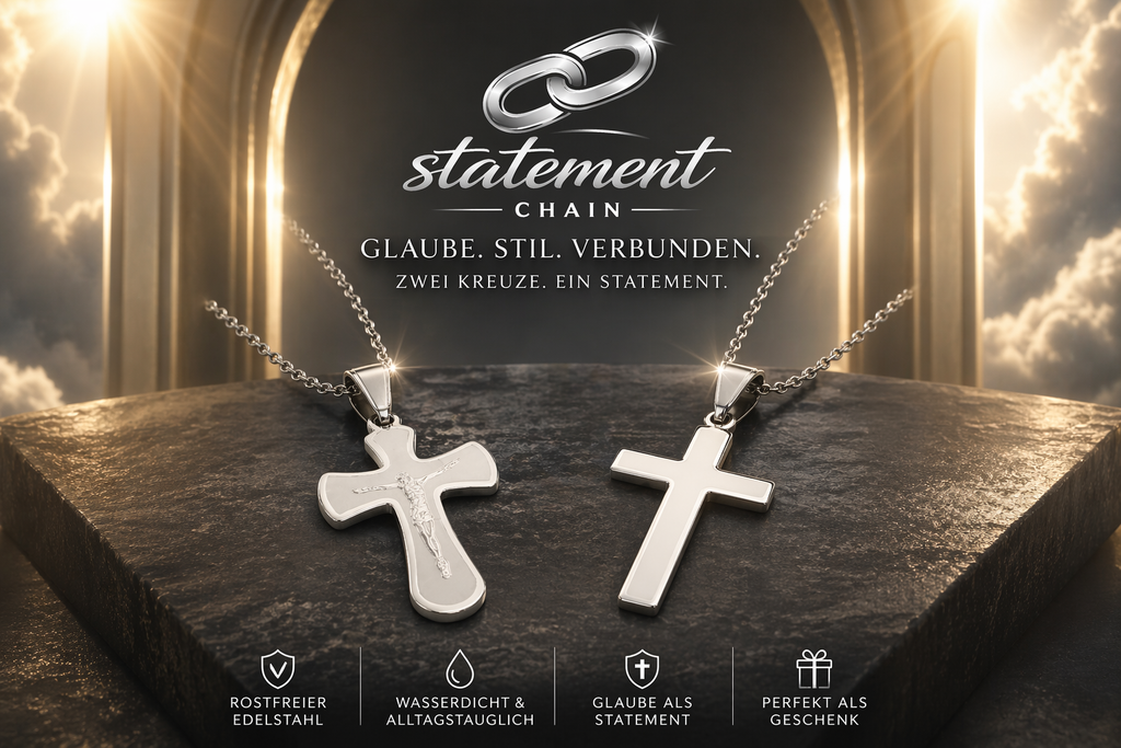 Statement-Chain Premium Edelstahl Kreuzketten.. Bekenne deinen Glauben!