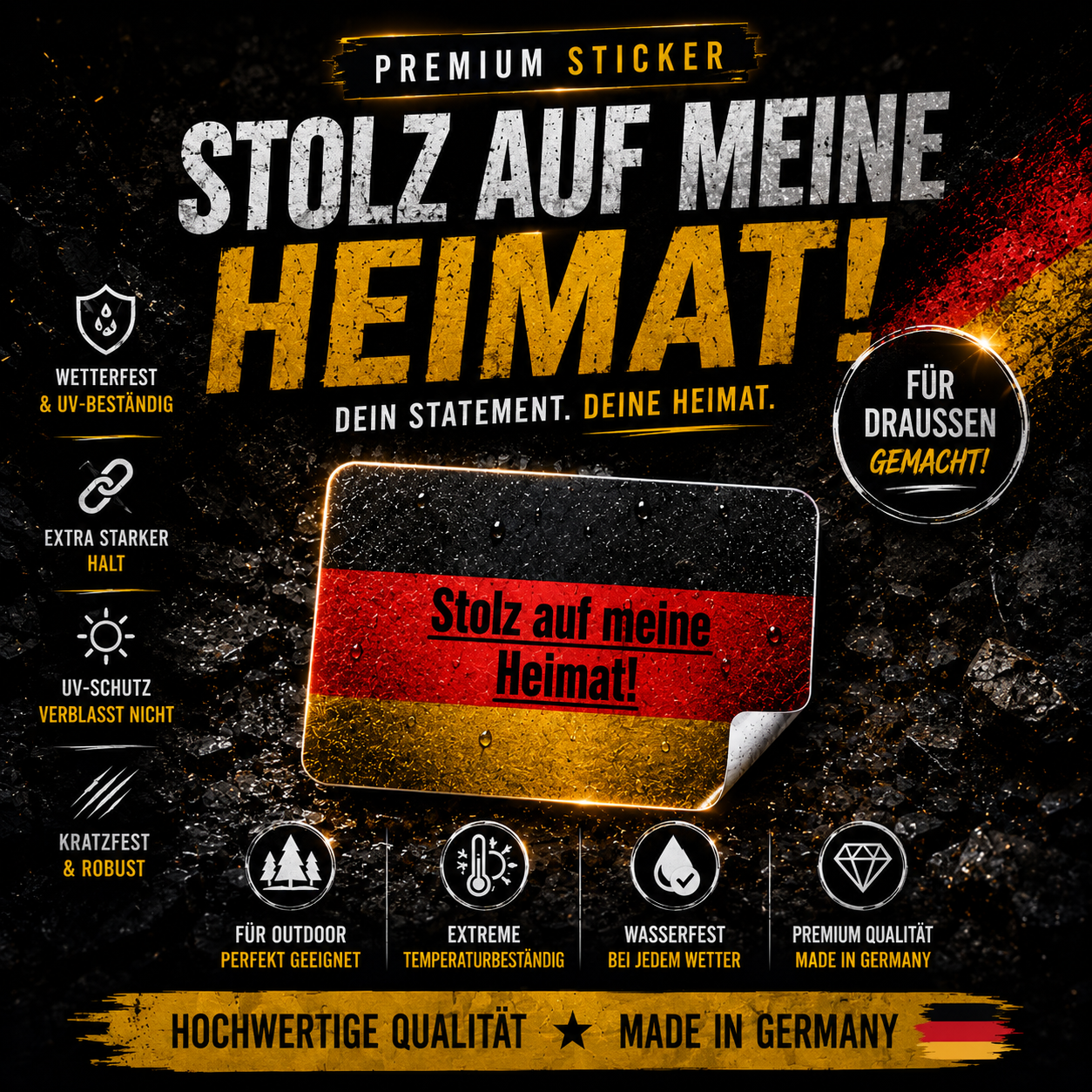 „STOLZ AUF MEINE HEIMAT“ Sticker DIN A8